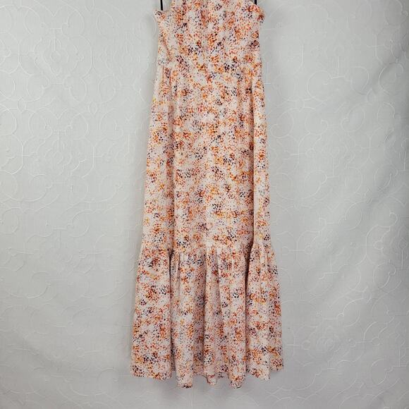 Laundry by Shelli Segal Womens Dress Size 2 Orange Halter Neck Midi Tiered Maxi - Picture 6 of 16